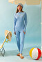 Jumpsuit Swimsuit with Stitching Detail Baby Blue - 2