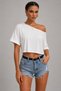 Women Boat Neck Crop Top One Shoulder Crop Asymmetric Crop - 3