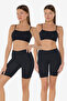 Women's 2 Pieces Black Knee Non-Marking Modal High Waist Leggings 2m113