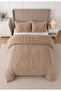 Loria Plush Double Bedspread 220X240Cm Honeycomb Pattern Fiber Filled Soft - Cappuccino - 2