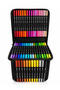48 Li Double-Tipped Brush and 0.4 mm Fine-Tipped Marker Pen Set Leather Style Wallet Pen Set Pro