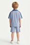 Boy's Printed Short Sleeve Shorts 2-Piece Set M00831 Blue - 3