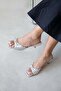 Claus Women's Heeled Satin Sandals White Polka Dot - 2
