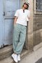 Mint Green Regular Fit Men's Parachute Trousers 6504