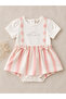 Infant Girls Suspender Stripe Dress with Bow Details - 2