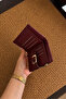 Mary Buckle Detailed Burgundy Medium Wallet - 4