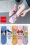 Pack of 5 Women's Cartoon Character Cotton Booties Socks