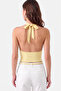 Butter Yellow Fitted 97% Cotton Lace-Up Blouse - 2
