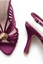 Taran Plum Satin Open Buckled Detail Cage Style Women's Heeled Shoes - 4