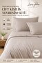 Double Yarn Dyed Cotton Striped Buttoned Duvet Cover Set 200X220 cm +2 Buttoned Pillowcases King Size Brown