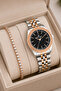 Women's Wristwatch Rose-Silver-Black Color Steel Band & Case Sddk091 - 3