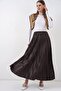 Bdart Metallic Textured High Waist Ruffle Detailed Maxi Skirt - 5