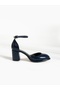 FRANK Navy Blue Patent Leather Heeled Women's Shoes - 2