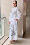 Piping Flower Embroidered Shirt Skirt Set - 2