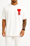 Oversize Heart and Letter N Pocket Design Unisex T-Shirt