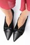 Sabine Black Color Velvet Pointed Toe Women's Low Heel Shoes - 7
