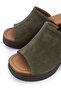 Women's Genuine Leather Khaki Suede Heeled Slippers - 3