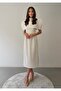 Bolero Detailed High Neck Premium White Midi Dress