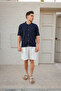 Osean Navy Blue Knitwear Short Sleeve Men's Shirt - 2