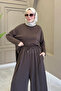 Women's Modal Fabric Oversize Wide-Legged Pants Comfortable Fit Two-Piece Hijab Set 1222 - Premium Series - 4