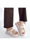 Coer Premium Beige Suede Double Buckle Thick Sole Slippers - 6