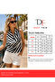 Women's Black and White Striped Degaje Collar Backless Blouse Cm26Bz00495 - 7