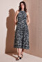 Patterned Halter Neck Midi Dress - 2