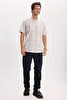 Men's regular fit classic cut 100% cotton short sleeve checkered linen effect beige shirt with pockets - 2