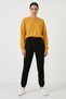 Women's Black Waist-Tie Elastic Cuffed Sweatpants - 4