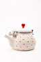 Cupid Enamel Heart Patterned Vintage Kettle - 2 Liters, Can Be Placed on the Stove, Enamel Water Heater Cream - 4