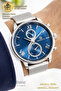 Functional Blue Dial Calendar Watch Gift for Father Husband Lover Spouse Men's Wristwatch