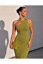 Off Shoulder Midi Crepe Dress 581832 F.Green - 2