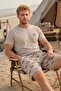 Sporty 100% Cotton Men's Pajama Set with Shorts - Men's Basic Pajama Set