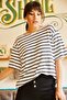 Women's White Striped Casual T-shirt TSH-19000283 - 4