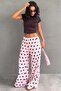 Pink Polka Dot Side Striped Wide Leg Women's Sweatpants Mg2860 - 5