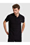 Black Slim Fit Knitted Textured Buttoned Polo Collar T-Shirt 50309959-Vr046 - 4