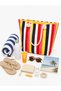 Women's Colorful Striped Zippered Large Size Beach Bag with Rope Handle Shoulder Bag - 6