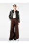 Comfortable Cut Viscose Fabric Pleated Wide-Leg Trousers with Belt Detail
