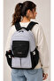 Water Resistant Fabric School Bag Unisex Daily School Backpack 2601 Gray-Black - 2