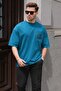 Petrol Blue Oversize T-Shirt with Pocket Detail 7008