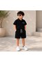 Boys' Waffle Fabric Shirt Shorts Set with Pocket Detail Summer Set 3-10 Years - 2