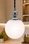 Lorenza Single ✨   Black ✨   Chrome Detailled ✨   White Glop Glass Single Pendant Chandelier ✨   Living Room Chandelier Kitchen Glass Chandelier ✨   Modern Chandelier Models Lighting Ceiling Lighting Living Room Chandelier Metal Body Living Room - 3