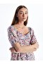 Square Neck Floral Short Sleeve Dress (S4) - 2