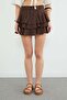 Elastic Waist Muslin Fabric Mini Length Short Skirt - 6