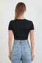 Basic Half Zipper Diver Fabric Crop T-Shirt - 4