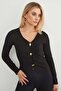 V-Neck Blouse with Metal Accessories