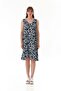 Patterned V-Neck Skirt Ruffle Dress - 6