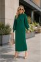 (Emerald)Straight-Cut, Pleated, Long Dress with Zipper Detail (130 cm) - 2