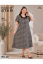 Elite Leopard Patterned Black Lace Plus Size Ring Viscose Short Flared Dress