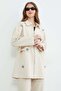 Floral Embroidered Trench Coat with Elastic Waist - 7